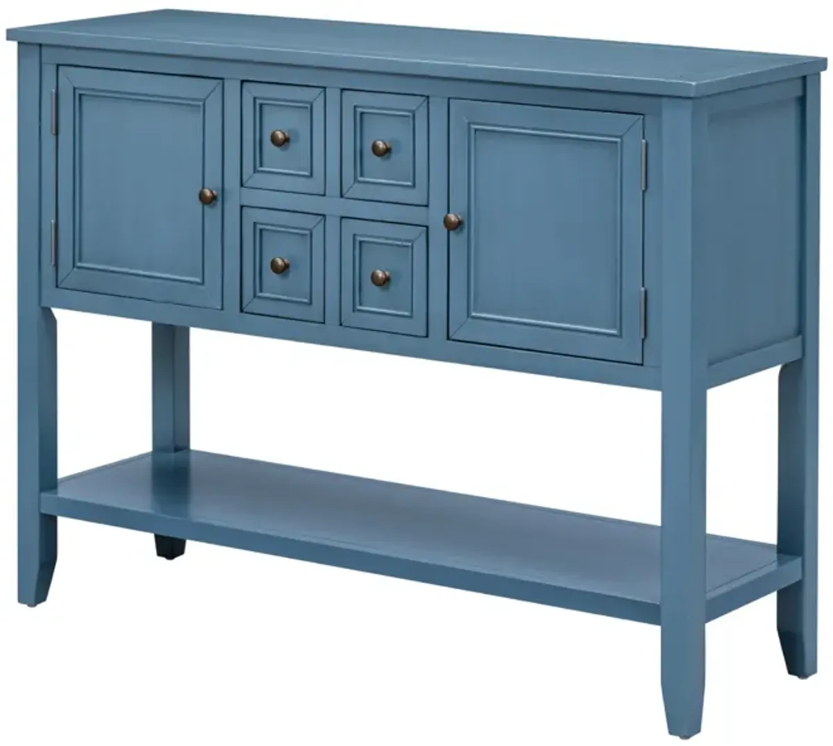 Whisen Vintage Console Table with Four Small Drawers and Bottom Shelf for Living Rooms, Entrances and Kitchens - Retro Blue