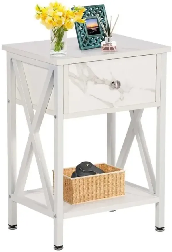 Set of 2 - 1-Drawer Nightstand Bedside Table