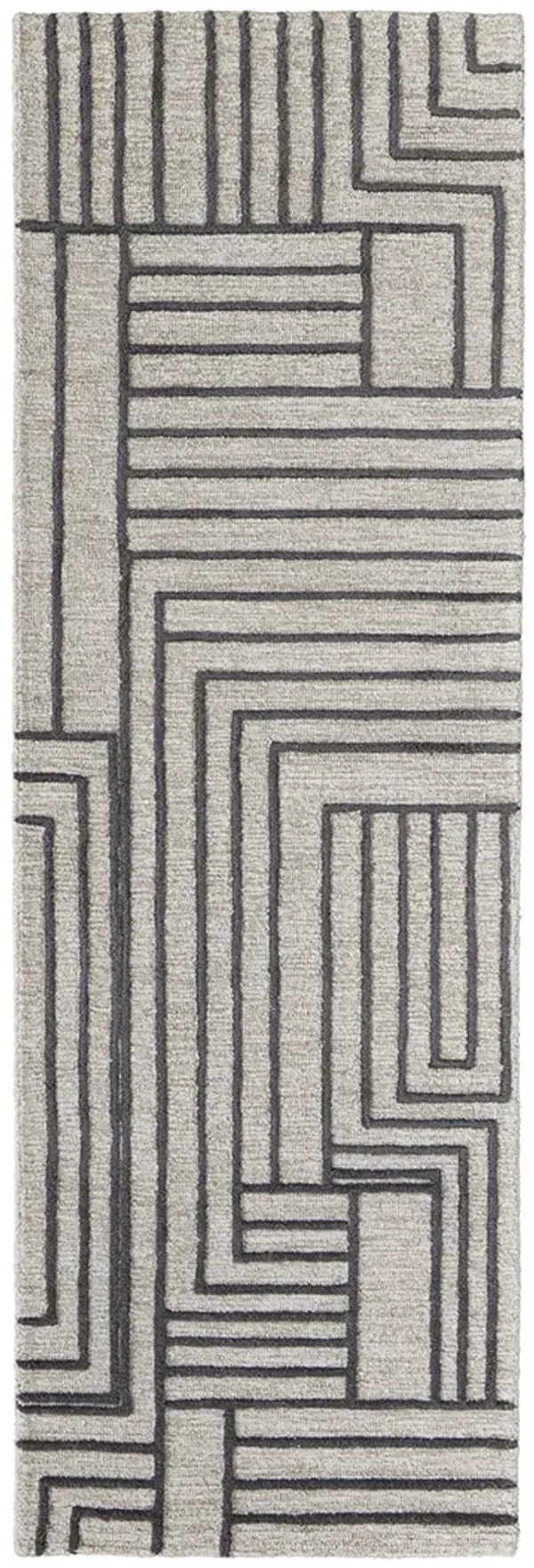 Gansett T8011 Beige/Brown 2'6" x 8' Runner Rug By Thom Filcia
