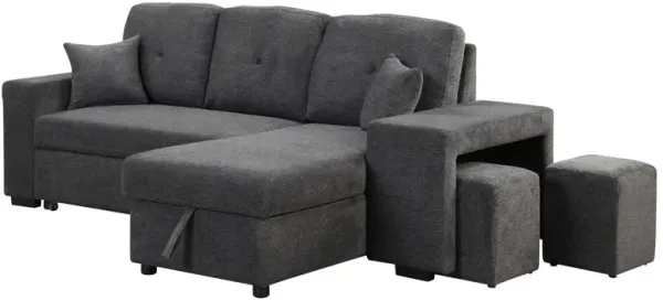 Streamdale Sectional Sofa Bed with Storage Chaise and 2 Stools