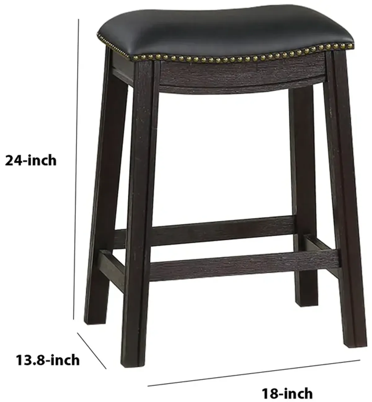 Curved Leatherette Counter Stool with Nailhead Trim, Set of 2