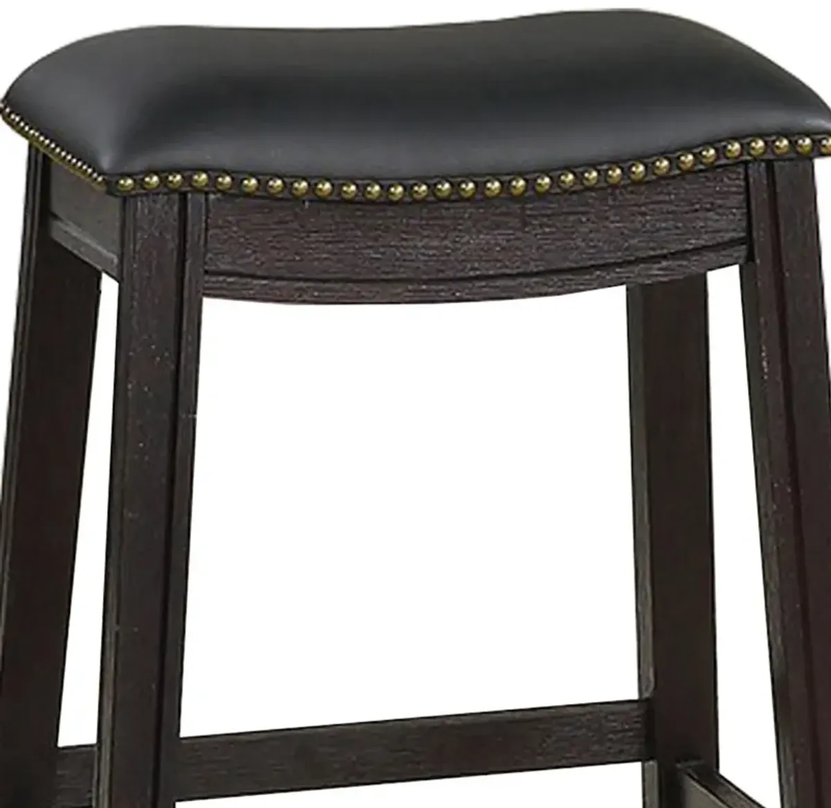 Curved Leatherette Counter Stool with Nailhead Trim, Set of 2