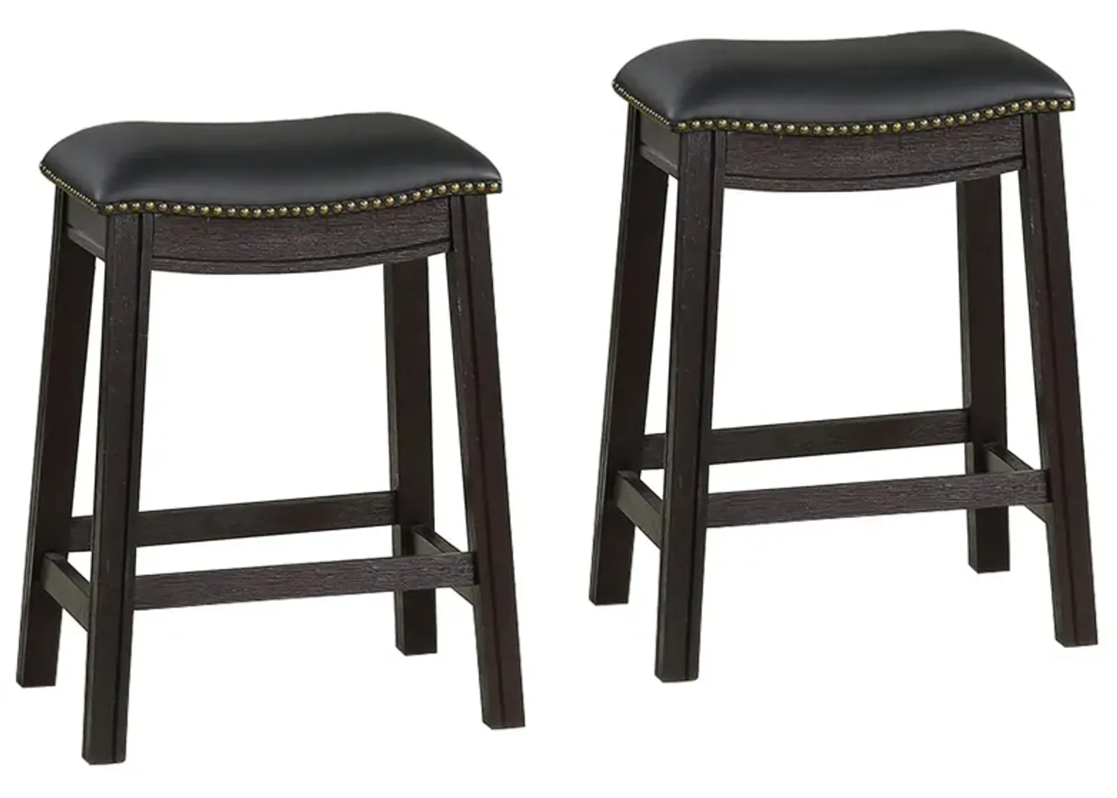 Curved Leatherette Counter Stool with Nailhead Trim, Set of 2