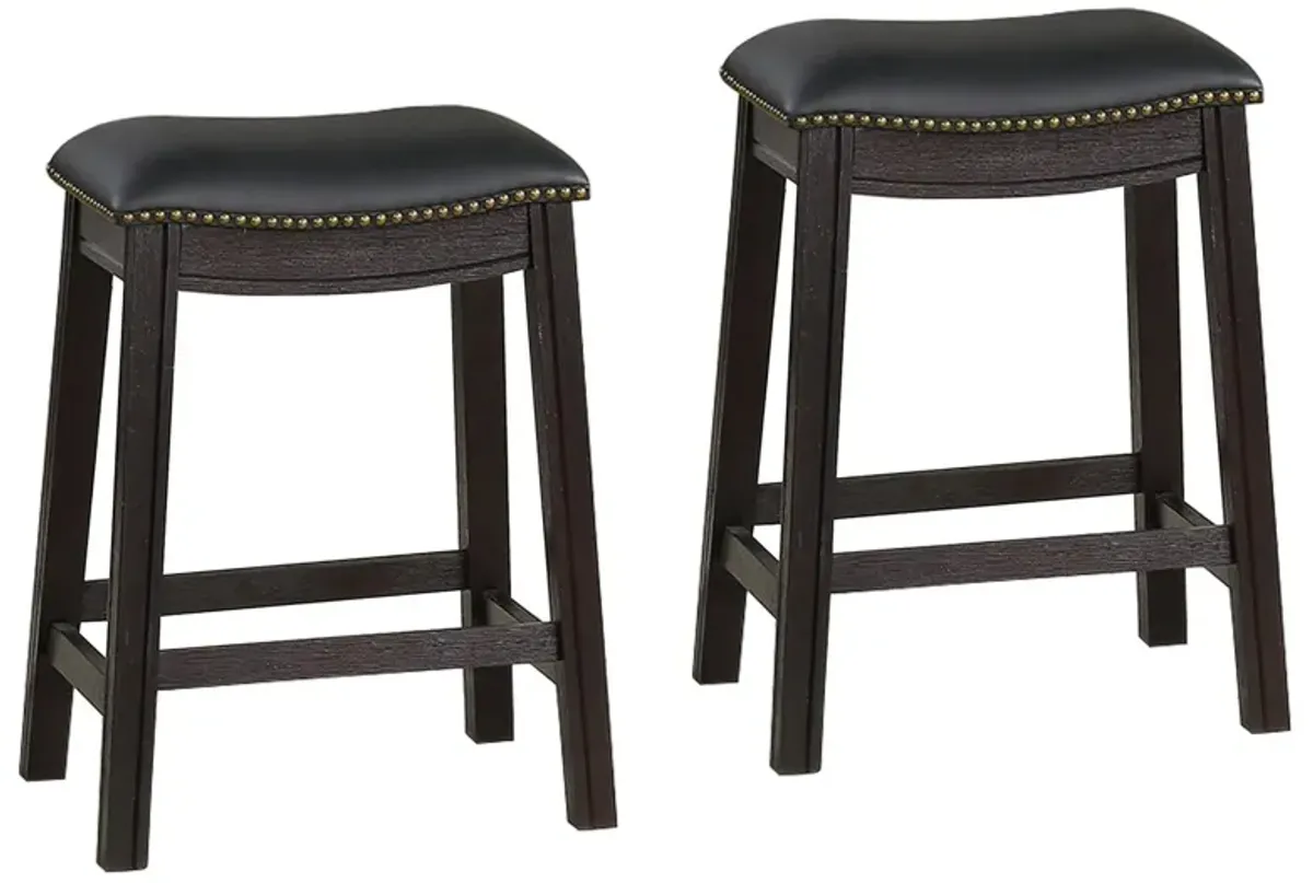 Curved Leatherette Counter Stool with Nailhead Trim, Set of 2