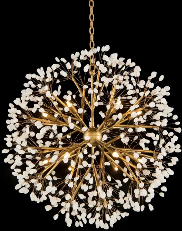 Spherical Twelve-Light Stone Quartz Chandelier