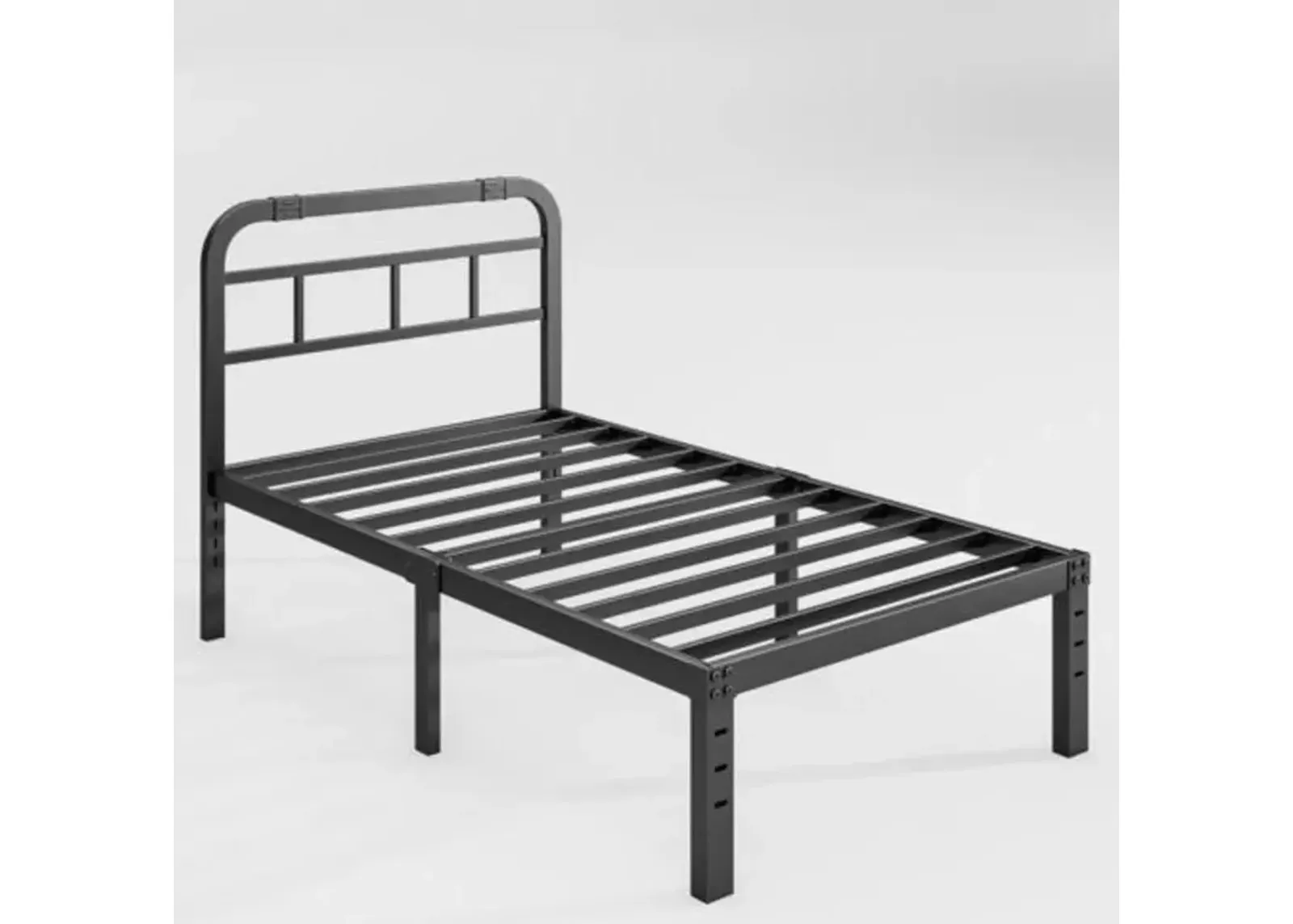 Heavy Duty Black Metal Platform Bed Frame with Headboard