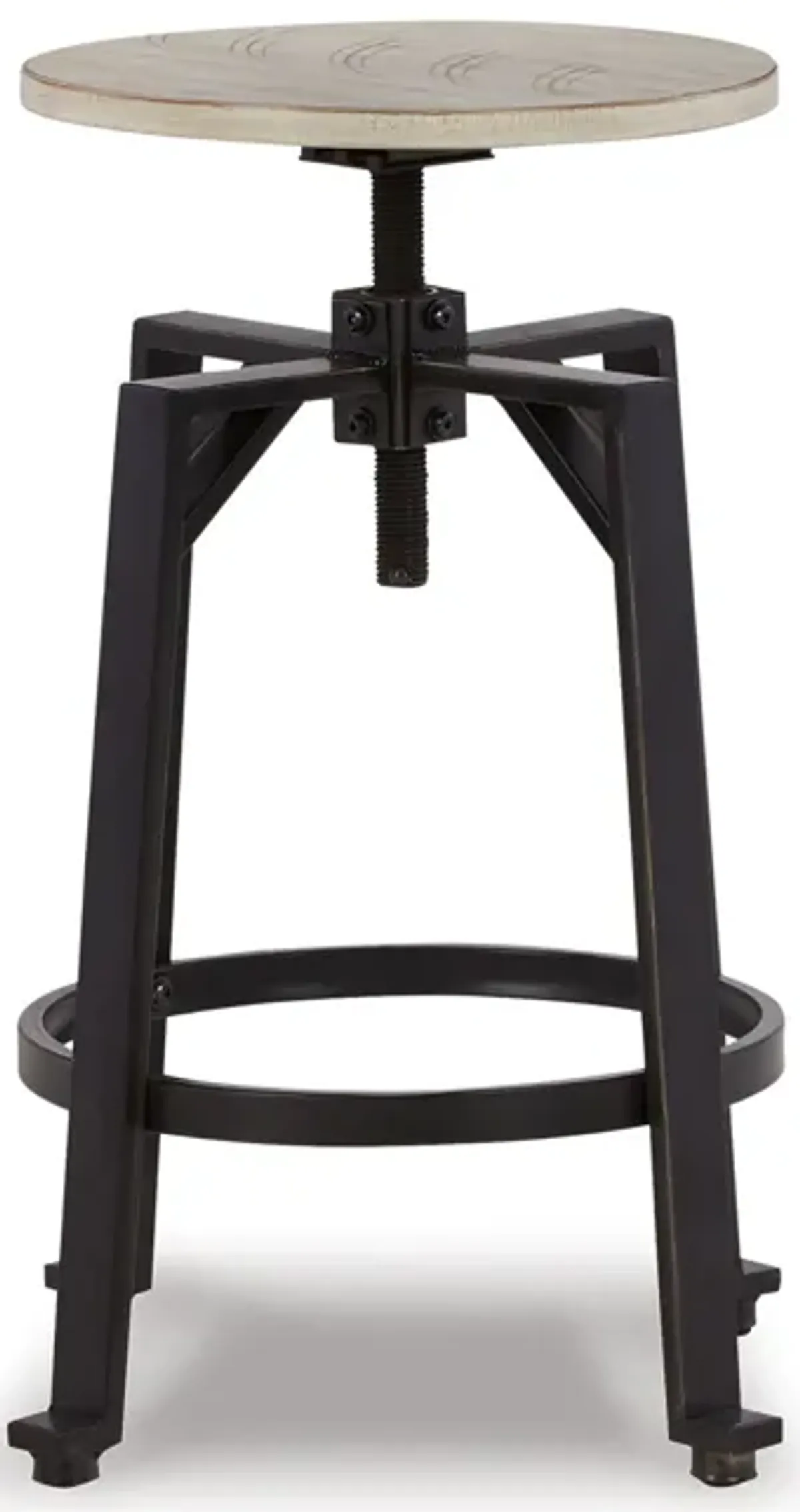 Xin 22-27 Inch Barstool, Set of 2, Adjustable Height, Light Brown, Black - Benzara