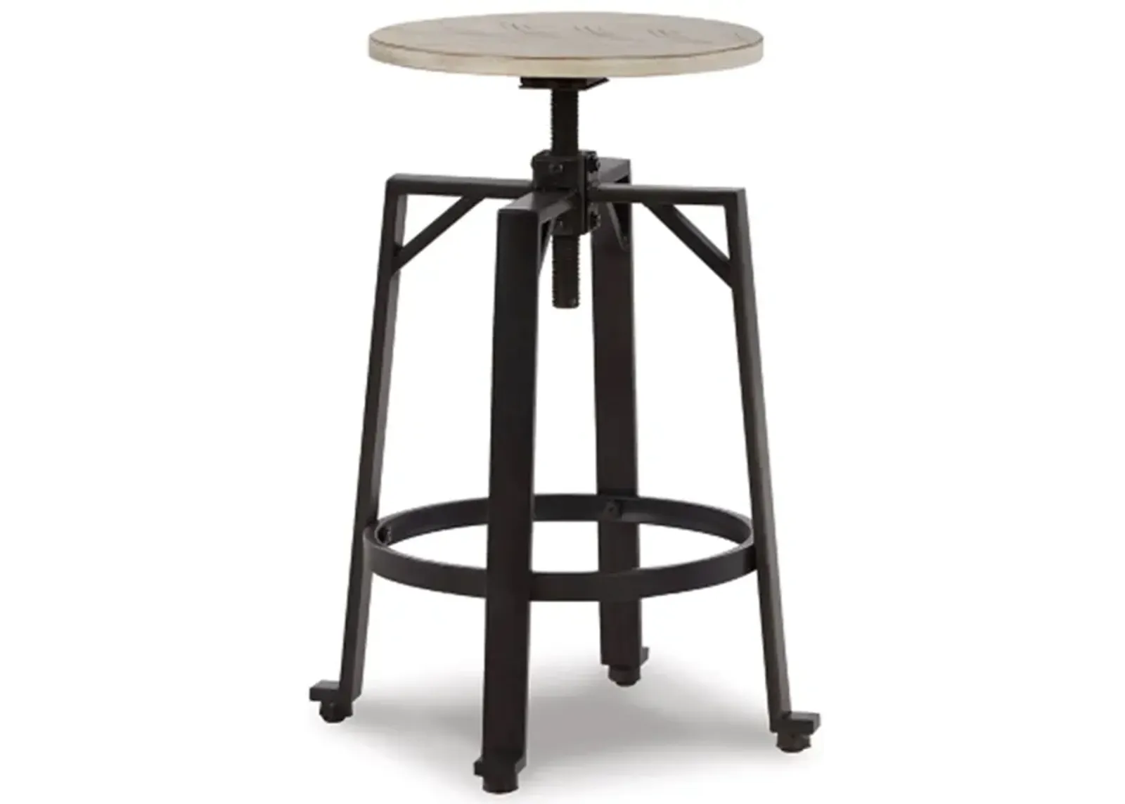 Xin 22-27 Inch Barstool, Set of 2, Adjustable Height, Light Brown, Black - Benzara