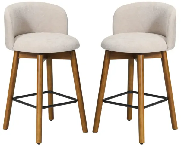 WestinTrends Modern Chenille Upholstered 26" Counter Height Swivel Bar Stools (Set of 2)