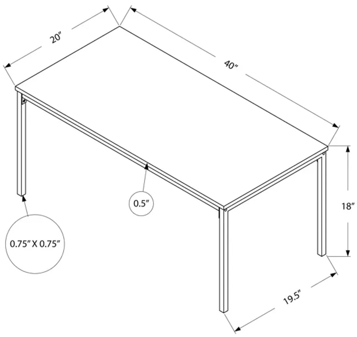 Monarch Specialties I 3795 Coffee Table, Accent, Cocktail, Rectangular, Living Room, 40"L, Metal, Laminate, White, Grey, Contemporary, Modern