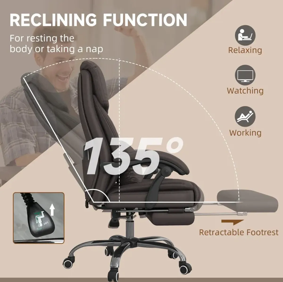 Executive Relaxation: Reclining Massage Office Chair with Lumbar Support