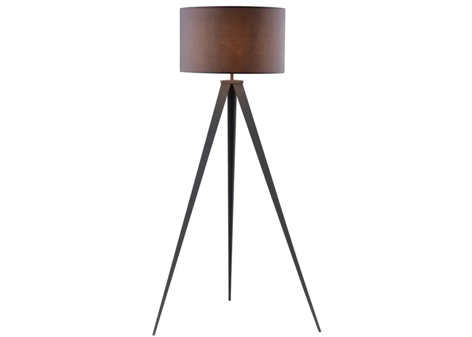 Teamson Home Tripod Floor Lamp Drum Shade Wooden Black/Gray Romanza