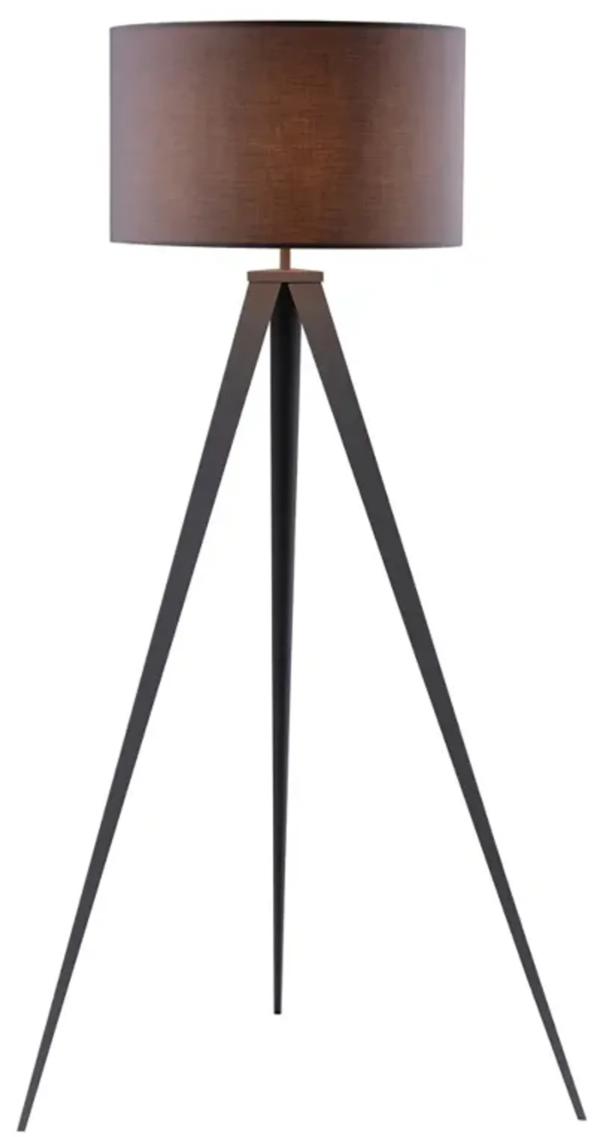 Teamson Home Tripod Floor Lamp Drum Shade Wooden Black/Gray Romanza