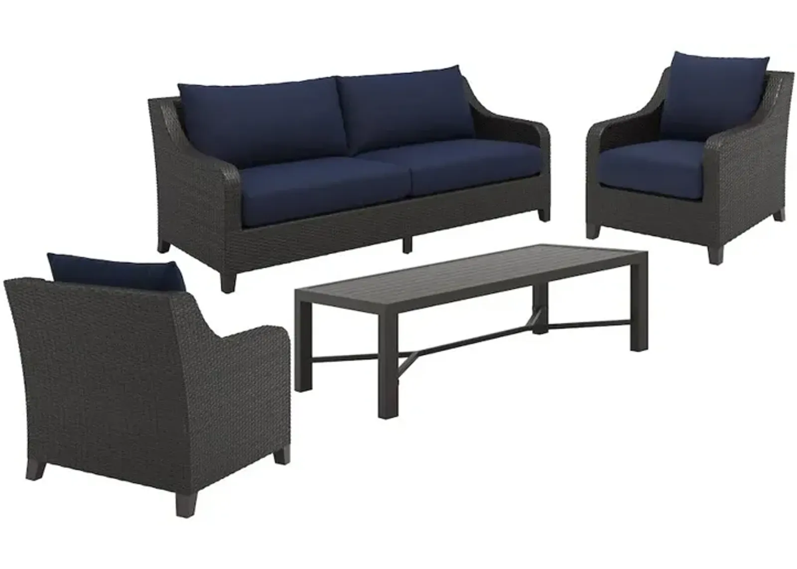 New Classic Furniture Skye 4 Pc Set-Sofa, 2 Chairs, Coffee Table-Blue