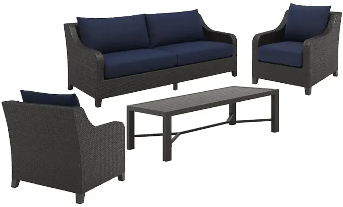 New Classic Furniture Skye 4 Pc Set-Sofa, 2 Chairs, Coffee Table-Blue