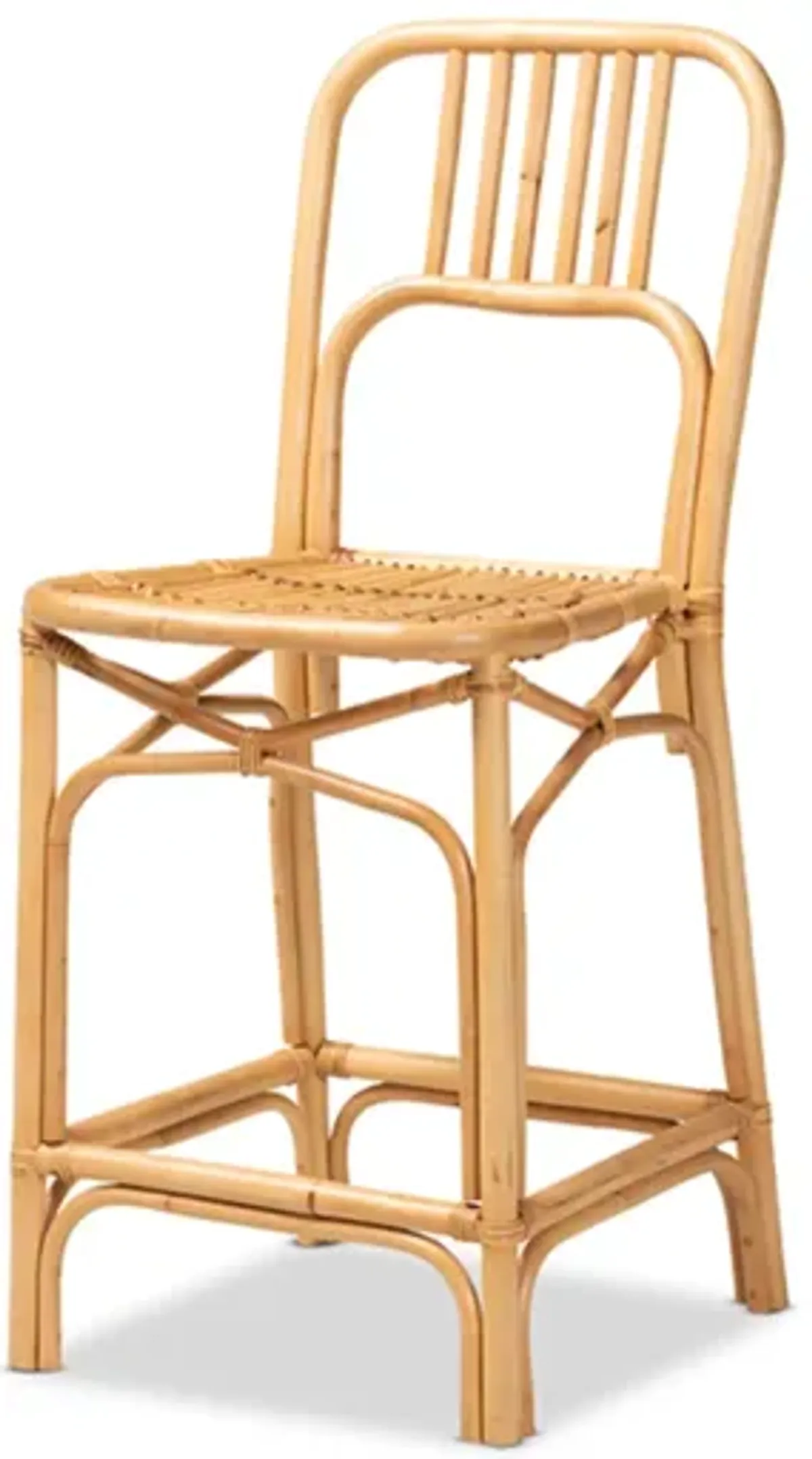 Baxton Studio Ivora Modern Bohemian Natural Brown Rattan Counter Stool