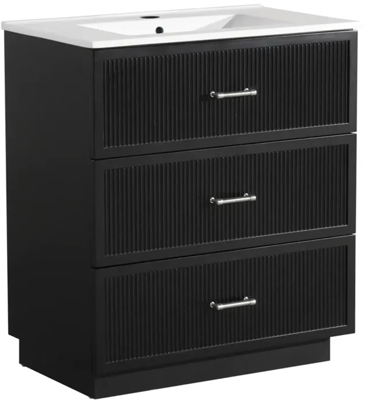 Streamdale 30" Black Freestanding Bathroom Vanity with Ceramic Sink