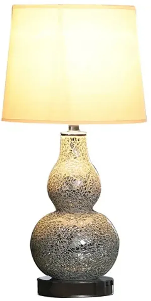 Streamdale 19.5" In Mirror Glass Mosaic Silver Chrome Polyresin Table Lamp