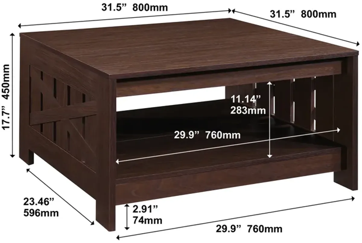 31.5 in. Square Wood Coffee Table