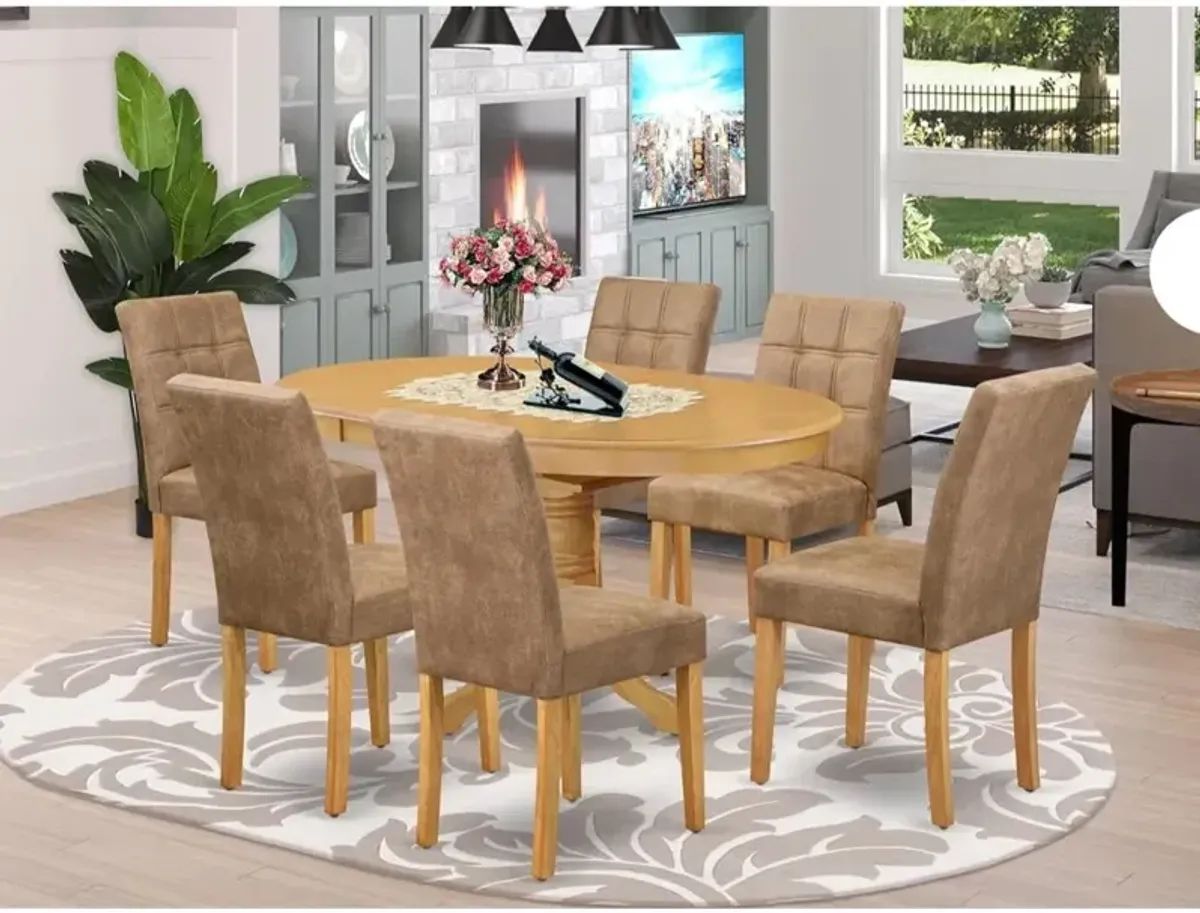 7 Piece Kitchen Dining Table Set consists A Wood Table