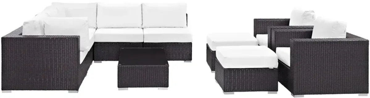 Convene 10 Piece Outdoor Patio Sectional Set - Espresso White