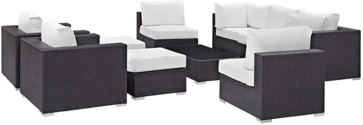 Convene 10 Piece Outdoor Patio Sectional Set - Espresso White