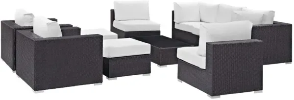 Convene 10 Piece Outdoor Patio Sectional Set - Espresso White