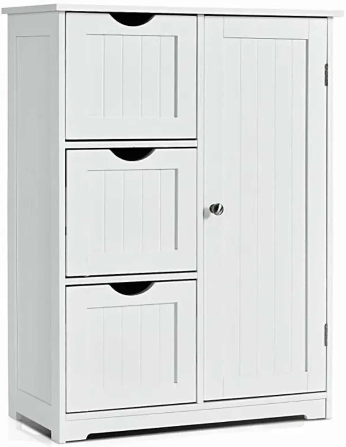 Hivvago Bathroom Floor Cabinet Side Storage Cabinet with 3 Drawers and 1 Cupboard