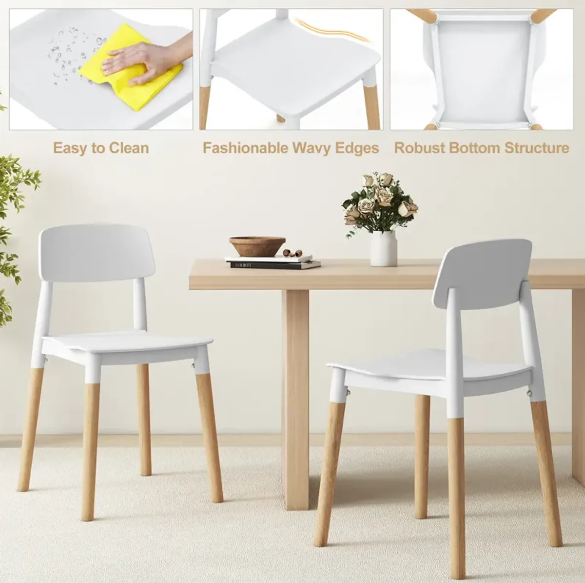 Modern Dining Side Chairs Set of 4 with Ergonomic Backrest for Dining Room