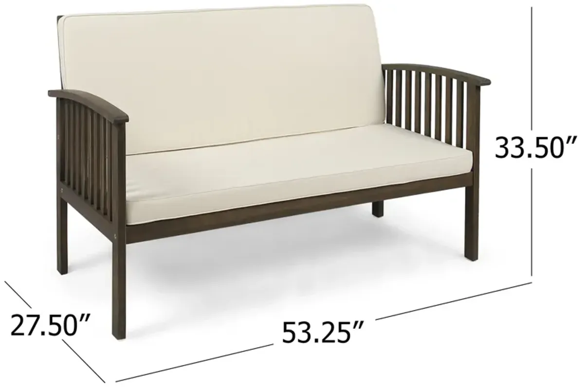 Merax Acacia Wood Outdoor Loveseat Sofa Chair