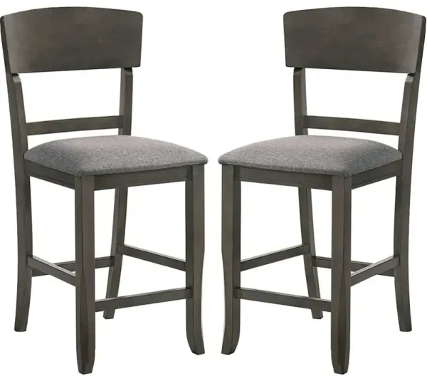 Set of 2 Gray Fabric Counter Height Chairs