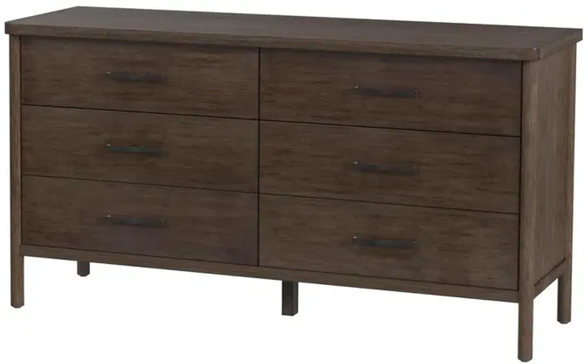 Butler Specialty Lennon 6 Drawer Rounded Leg Dresser, Brown