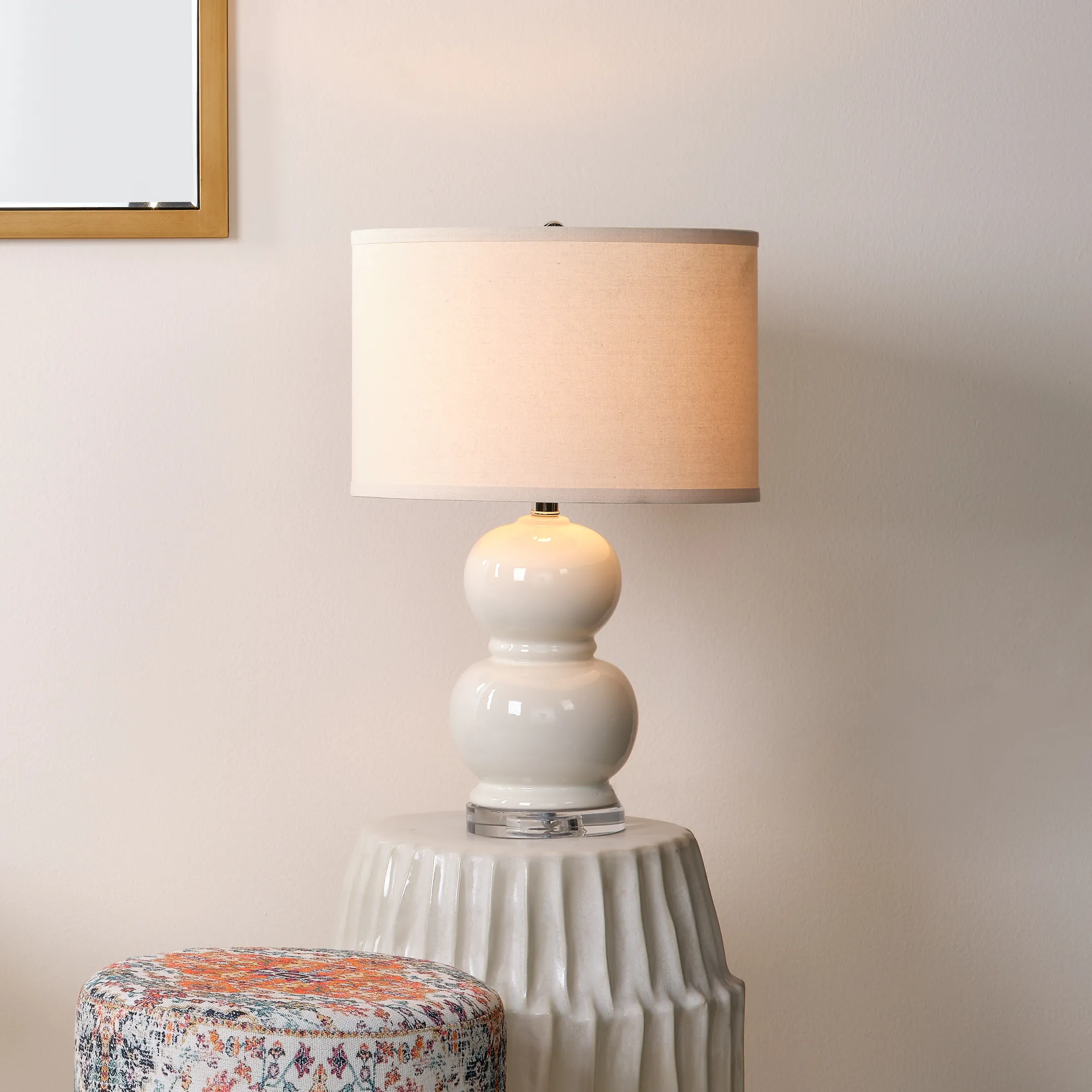 Bubble Ceramic Table Lamp, Cream