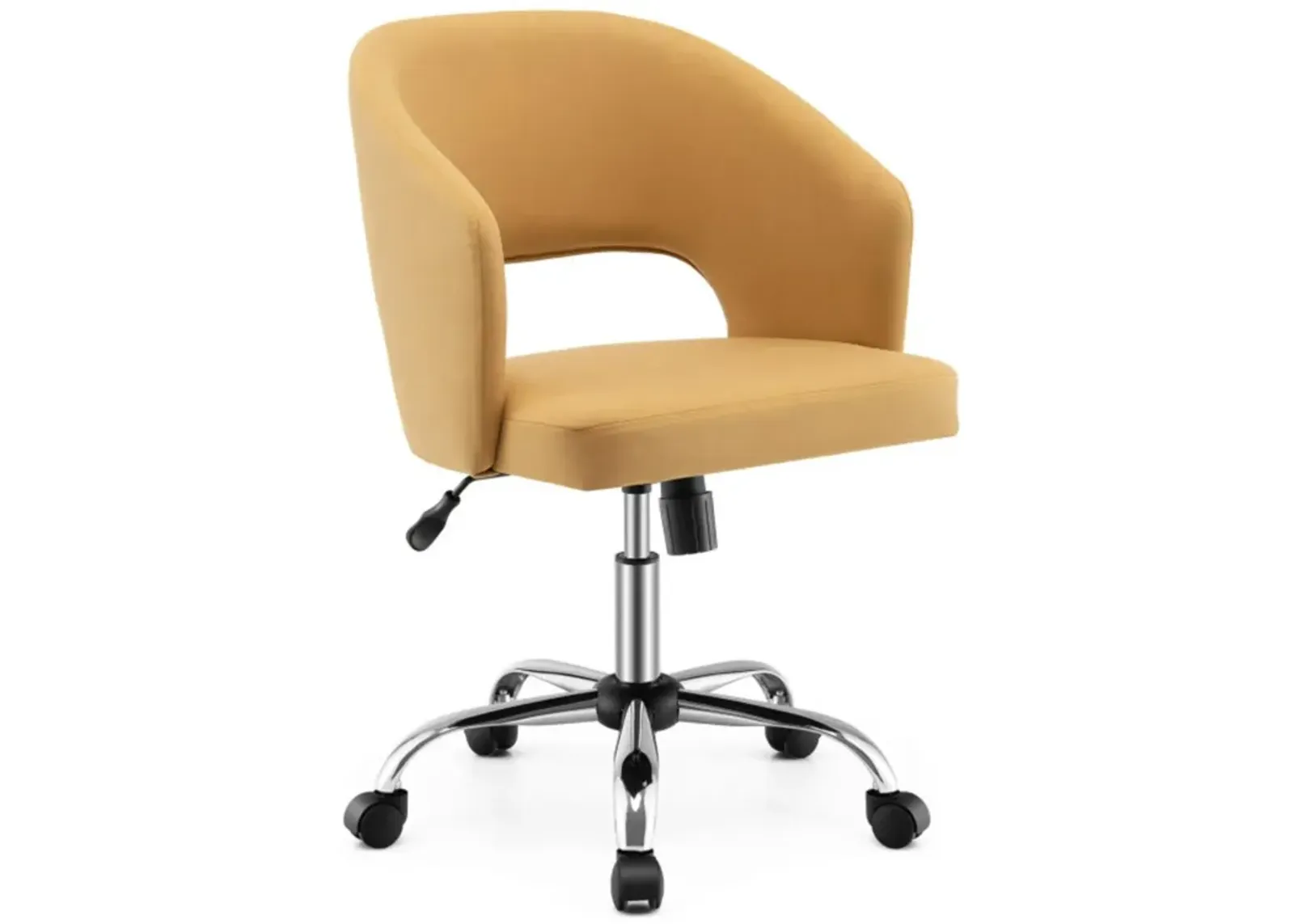 Hivvago Upholstered Swivel Office Chair with Hollow Out Back