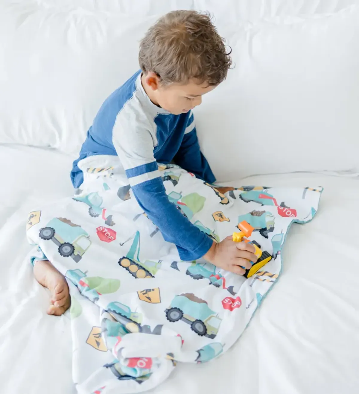 Honey Lemonade - Premium Baby & Toddler Minky Blanket (Construction Trucks)