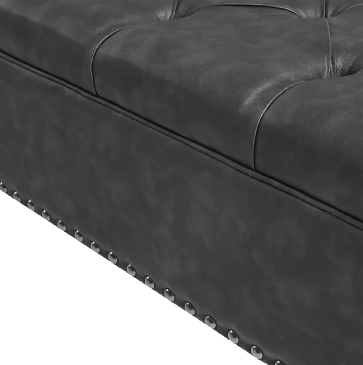 Gracie Mills Farley Button Tufted Square Cocktail Ottoman with Nailhead Accent