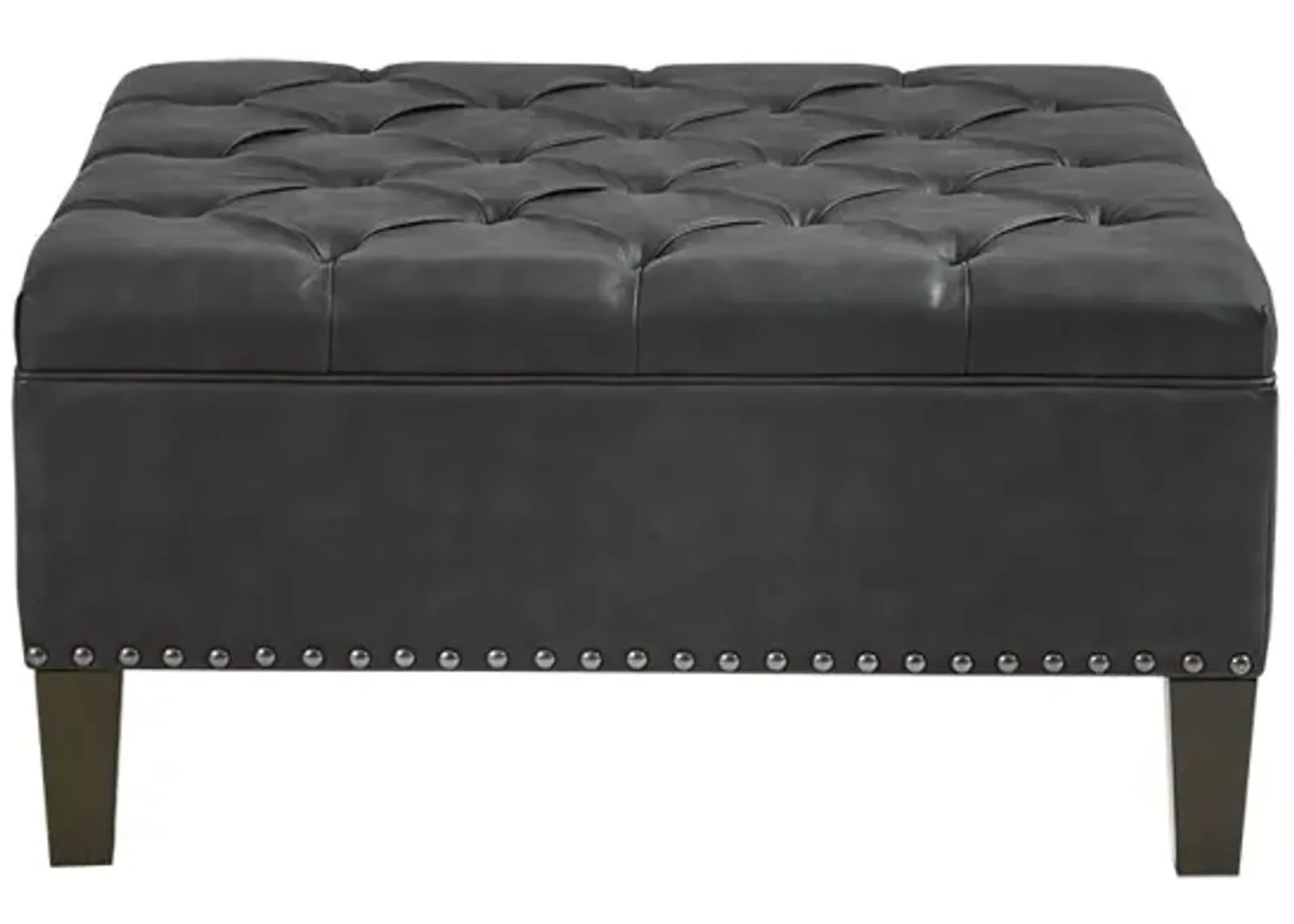 Gracie Mills Farley Button Tufted Square Cocktail Ottoman with Nailhead Accent