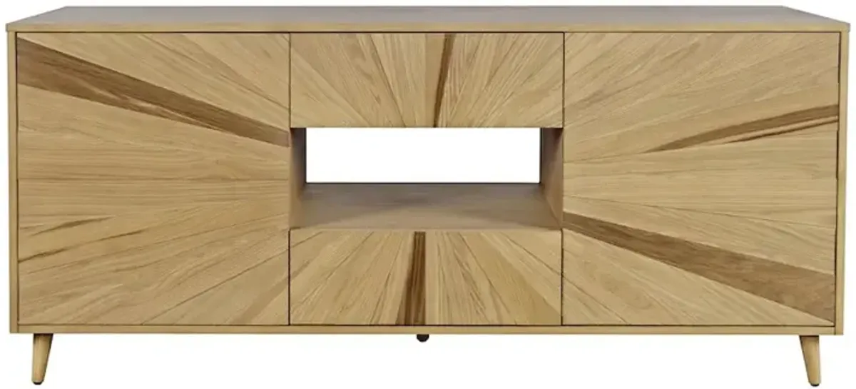 Jofran Reece 70 Mid-Century Modern Starburst TV Stand Console Storage Cabinet