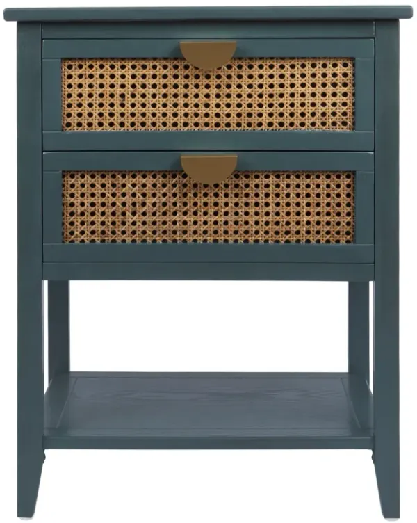 MONDAWE Nightstands with 2 Drawers, Rattan Night Stand Bedside Table End Table Standing Storage Cabinet for Entryway, Living Room, Bedroom