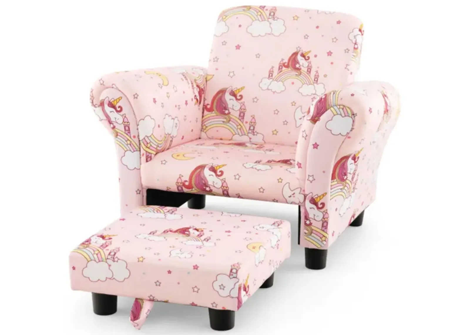 Hivvago Kids Single Sofa with Cute Patterns  Ergonomic Backrest and Armrests