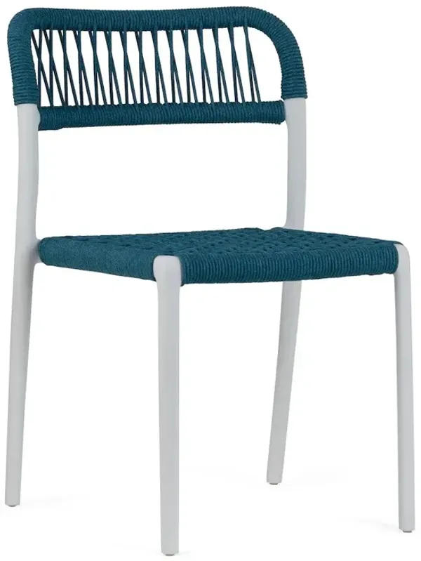 Glamour Home Set of 2 Belen Blue Woven Rope Fabric Dining Chair with Plastic Frame