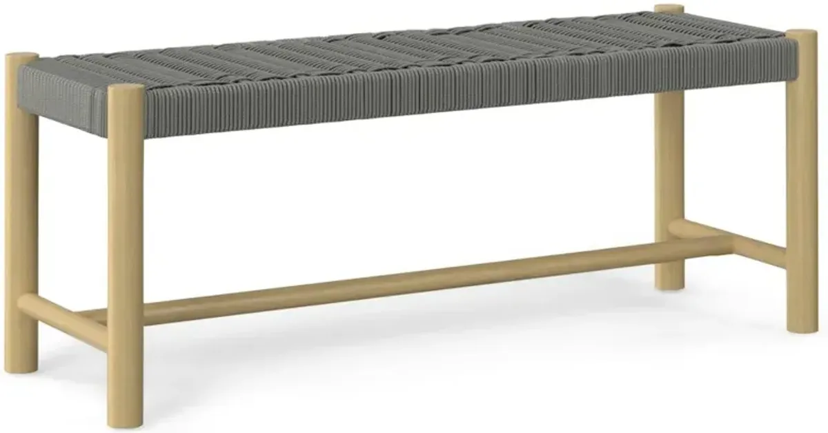 Simpli Home Dahlia Solid Acacia Wood Outdoor Indoor Bench In Grey