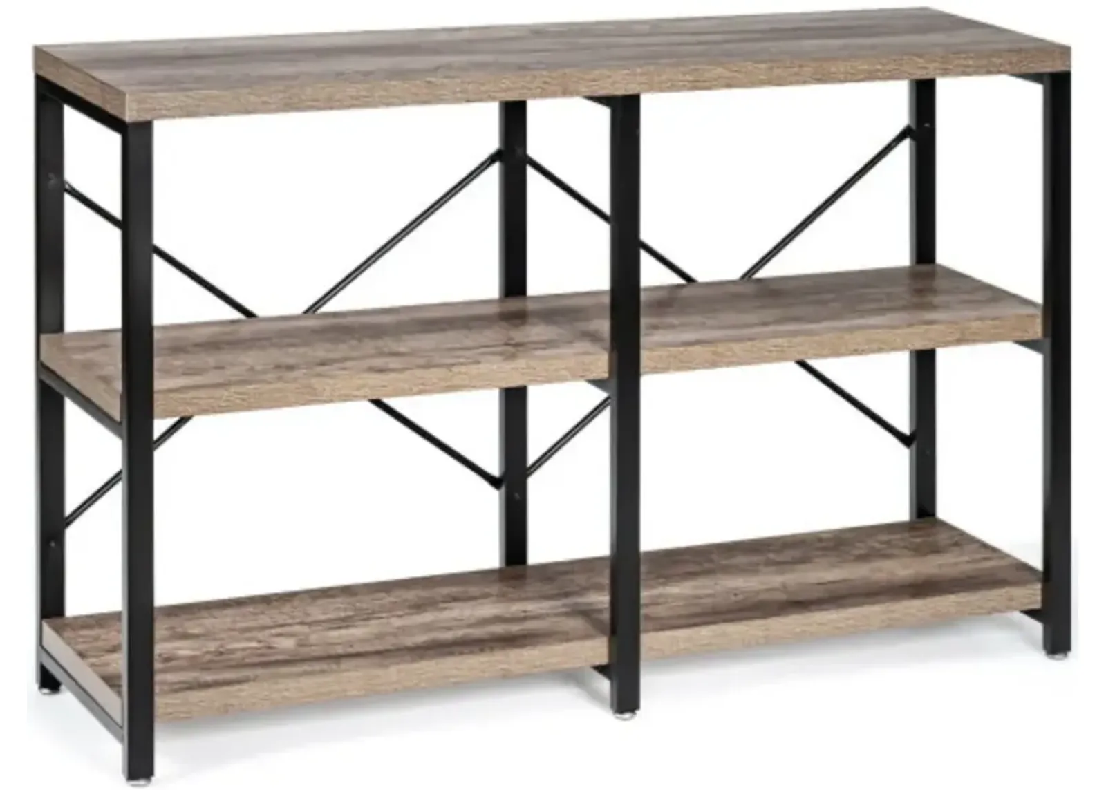 3 Tier 47 Inch Console Metal Frame Sofa Table-Natural