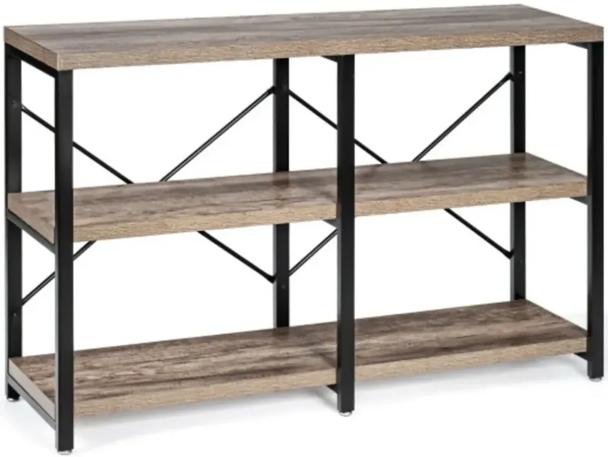 3 Tier 47 Inch Console Metal Frame Sofa Table-Natural