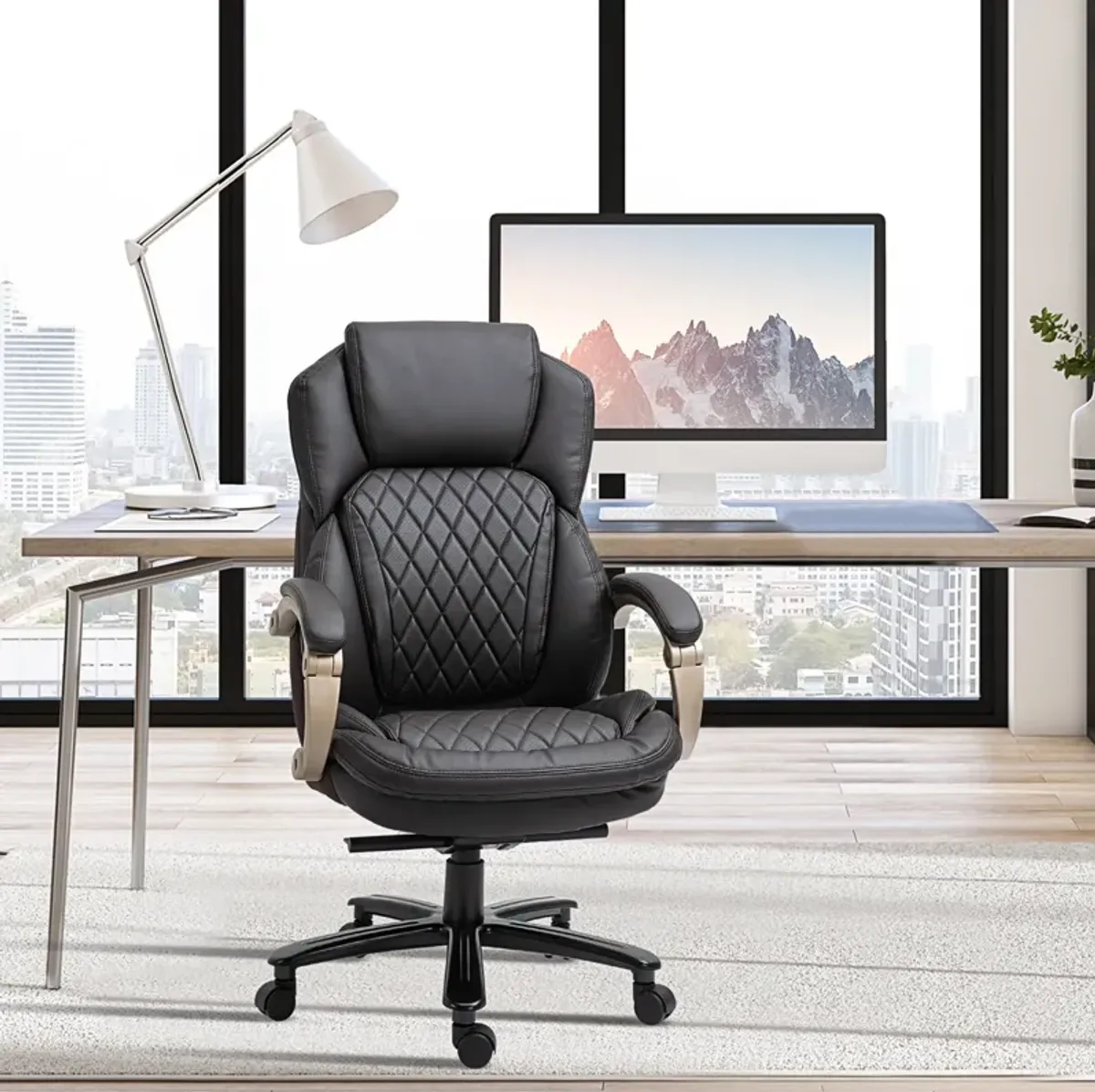 Brown Executive Chair: Big and Tall Office Chair with Diamond Leather