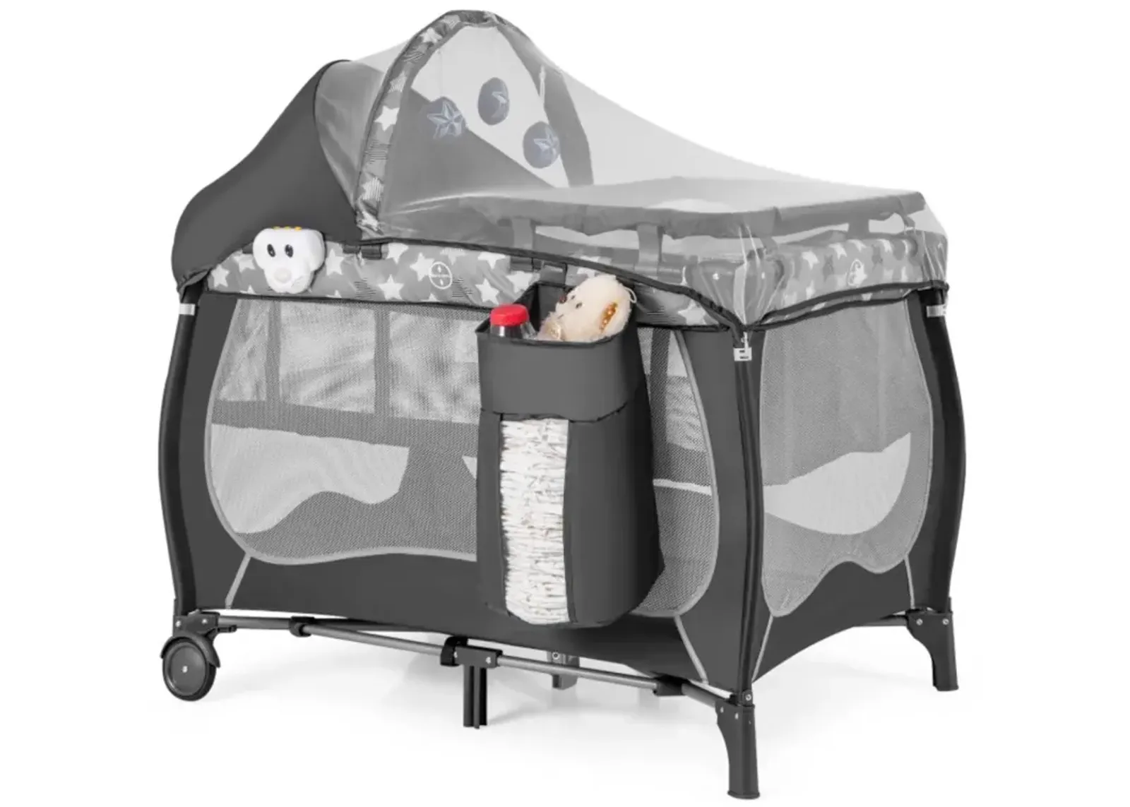 Hivvago 4 in 1 Portable Baby Nursery Center with Net and Music Box