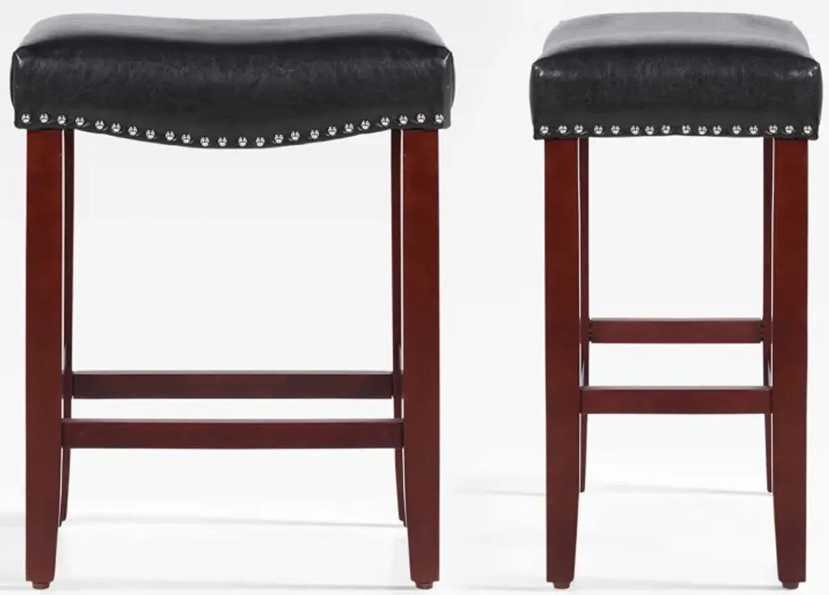 WestinTrends 24" Upholstered Saddle Seat Counter Stool (Set of 2)