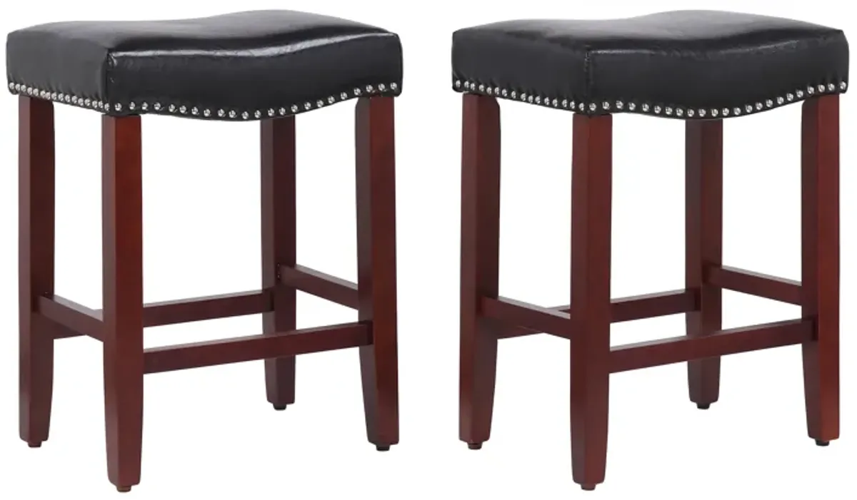 WestinTrends 24" Upholstered Saddle Seat Counter Stool (Set of 2)