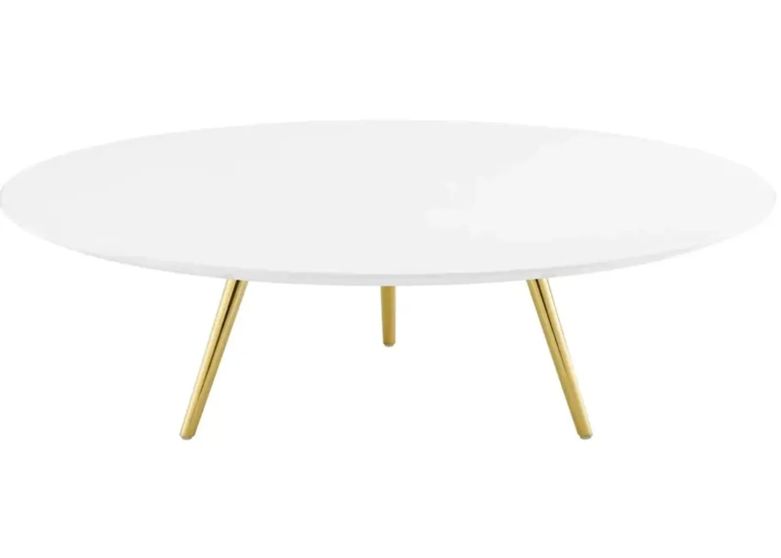 Modway Lippa 47" Mid-Century Modern Round Coffee Table with Tripod Base in Gold White