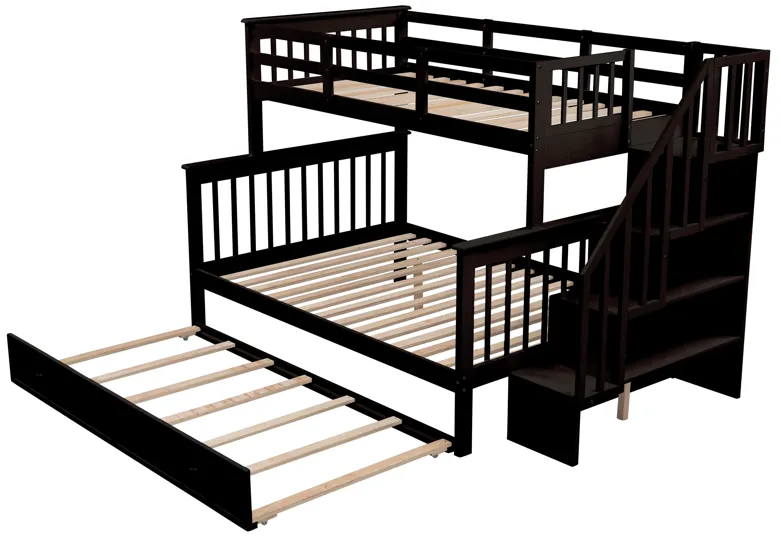 Merax Bunk Bed with Trundle and Guard Rail